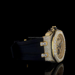 Ceinture en caoutchouc Diamant Montre Premium Noir VVS Moissanite Diamant Montre Fête porter glacé Mens montre automatique Cadeau pour Noël - Product Image 3
