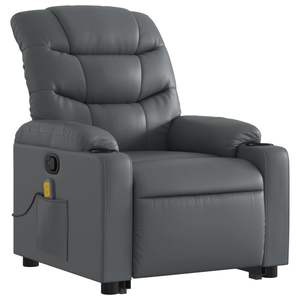 Gray <b>Faux</b> <b>Leather</b> Stand-Up Massage Recliner <b>Chair</b> - Product Image 3