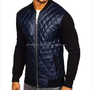 Chaqueta de bombardero de invierno negra personalizada al por mayor para hombre, chaquetas abullonadas informales con estampado frontal y soporte ligero, servicio OEM disponible - Product Image 4