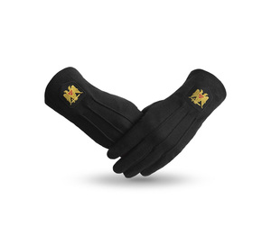 Gants de luxe du 32e degré du Rite écossais - Coton noir - Régalia cérémonielle - Product Image 1