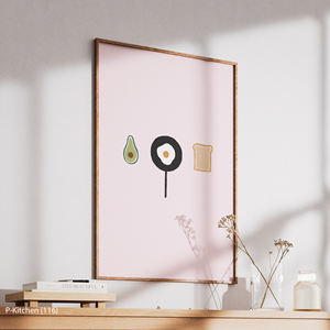 Arte Minimalista en Lienzo para Cocina, Elementos de Desayuno, Ilustración Pastel, Tema de Café y Brunch - Product Image 4