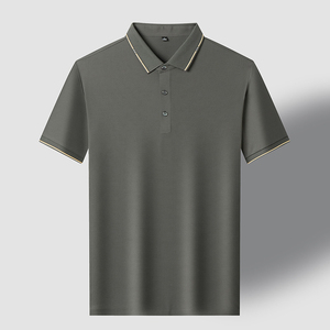 Polo de Piqué de Algodón Gris Oscuro para Hombre, Manga Corta, Casual, con Botones, Color Sólido, Tejido Transpirable, Corte Regular - Product Image 5
