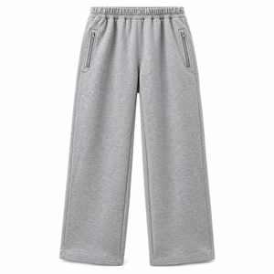 Pantalon large noir pour homme, taille élastique, décontracté, avec poches latérales zippées, poids moyen, respirant - Product Image 4