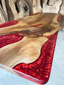 Tablero de mesa de madera de acacia con resina epoxi / Tablero de mesa de madera de acacia con borde natural y resina epoxi / Regalo de lujo clásico y moderno para Diwali - Product Image 3