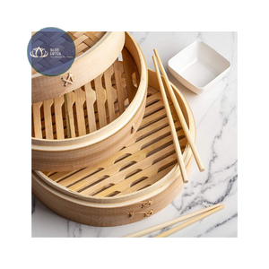 HIGH QUALITY Eco Friendly 2 Layer Bamboo Steamer <b>Basket</b> Microwave Safe Supply - Product Image 1