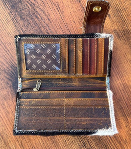 Portefeuille en cuir de fourrure de vachette Offre Spéciale pour femmes sac à main en cuir de fourrure en relief pochette porte-cartes motif occidental pochette élégante - Product Image 5