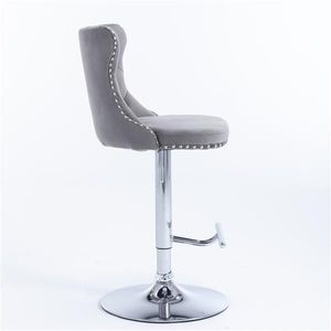 Modern Upholstered Chrome Base <b>Bar</b> <b>Stools</b> with Swivel Velvet Seat 25-33 Inch <b>Adjustable</b> Height Furniture Comfortable Backrest - Product Image 4