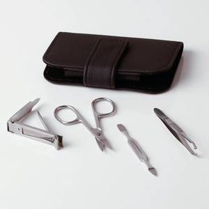Kit de manucure classique en acier inoxydable, portable, avec coupe-ongles, ciseaux, pinces, étui, pour adultes - Product Image 4