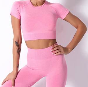 women yoga set Polyester Spandex Women Yoga Set Stretch <b>Tank</b> <b>Top</b> Compression Leggings Elastic Waist High-Waisted Custom - Product Image 3