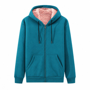 Sudadera con capucha para hombre, básica, de algodón mezclado, muy vendida, de algodón grueso, con cremallera completa. - Product Image 3