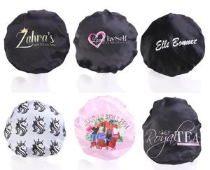 Nouveauté 2026 KJ En gros Bonnets en satin de soie pour femmes avec logo personnalisé, de créateur, double couche, réglables, imperméables, bonnets de douche - Product Image 5