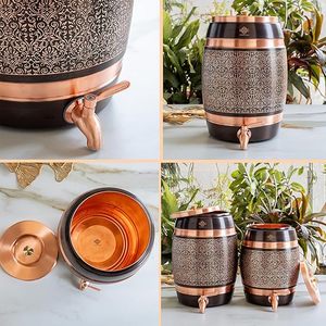 Distributeur d'eau en cuivre avec motif floral et robinet pour usage domestique - Product Image 3