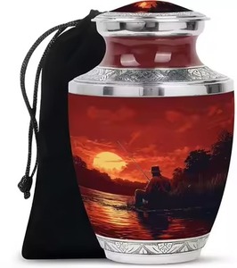 Urna Funeraria de Aluminio con Diseño Duradero de Colibrí Dorado para Cenizas Humanas con Bolsa de Terciopelo Negro - Product Image 3