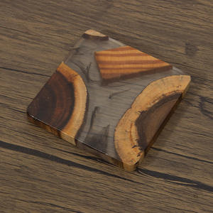Customize <b>Drink</b> Beer Tea Coffee square Round Bamboo Wood Epoxy Resin <b>coaster</b> with Holder Set - Product Image 3