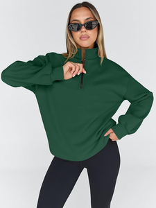Sudadera con media cremallera y logotipo personalizado para mujer, de corte holgado, y sudaderas con capucha antiarrugas y transpirables para mujer - Product Image 4
