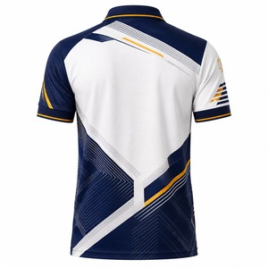 Polo à manches courtes pour homme, imprimé géométrique sportif, séchage rapide, tricoté, 100% coton, blanc, bleu marine, jaune - Product Image 6