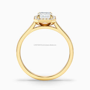 2 Ct Emerald-Cut IGI Certified Lab-Grown Minimalist Prong Set Halo Engagement Ring 14k Solid Yellow Gold Gift Wedding Party - Product Image 3
