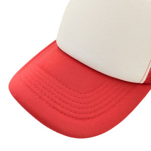Casquette Trucker en Maille Rouge et Blanche Personnalisable, Casquette Snapback 5 Panneaux en Mousse de Haute Qualité pour Hommes et Femmes, Casquette de Baseball Vierge avec Logo Personnalisé - Product Image 4