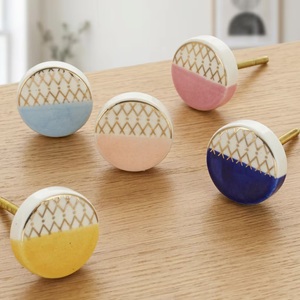 European Luxury Industrial Ceramic <b>Knobs</b> <b>Cabinet</b> Drawer Dresser Living Room Pull Hangers <b>Gold</b> Work Flower - Product Image 1