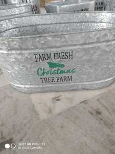 Galvanized Metal Bucket Christmas <b>Tree</b> Farm <b>Planter</b> Rustic Farmhouse Style <b>for</b> Indoor Outdoor Home Decor - Product Image 2