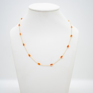 Natural <b>Opal</b> Station <b>Necklace</b> in Solid 18K Yellow Gold Pear-Cut Bezel Set Iridescent Gemstone Chain – Luxury October Birthstone - Product Image 1