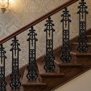 Panel de barandilla de escalera de hierro forjado ornamentado, trabejado decorativo, balaustres metálicos decorativos para renovación de escaleras interiores - Product Image 4