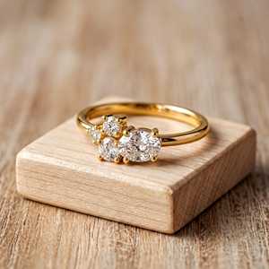 Lab Diamond 0.56ct Oval And Round Cluster <b>Ring</b> for Women E Color VVS VS Clarity 10k 14k 18k Solid Gold <b>Thin</b> Band IGI Certified - Product Image 3