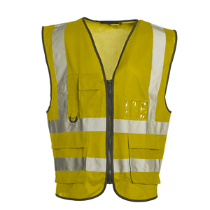 Chaleco de Seguridad Reflectante Rojo de Alta Visibilidad, Unisex, Ropa de Trabajo de Poliéster con Bolsillos y Cierre de Cremallera - Product Image 4
