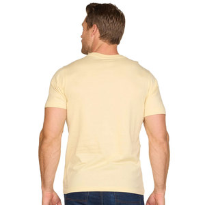 T-shirt en coton uni à manches courtes et col rond pour homme, coupe classique, jersey tricoté, teinture unie jaune - Product Image 2