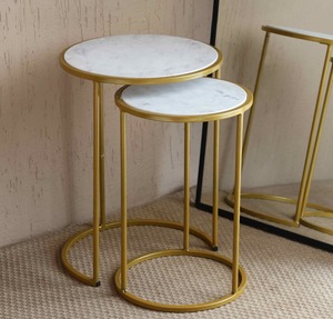Luxury <b>Marble</b> <b>Top</b> Nesting Coffee <b>Table</b> Set with Gold Metal Frame Modern Living Room <b>Side</b> <b>Tables</b> At Best Price - Product Image 4