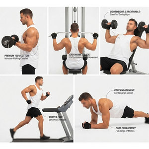 Débardeur de sport pour homme, coupe ajustée, séchage rapide, design décontracté des emmanchures, pour la musculation et la gym, 100% coton - Product Image 6