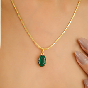 Diseño único hecho a mano con esmeralda auténtica, colgante de piedra única en oro amarillo macizo de 18K con baño de rodio negro, regalo para mamá, joyería fina. - Product Image 4