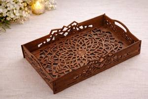 Bandeja de Servir de Madera Moderna con Corte Láser, Archivos Decorativos para Corte Láser de Madera Personalizado - Product Image 3