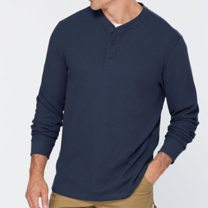 Camiseta de Manga Larga para Hombre, Cuello con Botones, Diseño Liso, Lino/Algodón, Transpirable y Ecológica, de Secado Rápido, Personalizable - Product Image 6