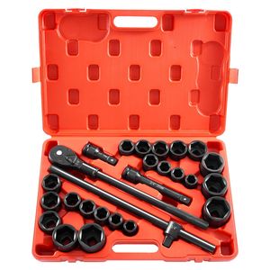 Jeu de douilles à chocs 27 pièces, 3/4 po, SAE 7/8 po à 2 po, métrique 22 mm à 50 mm, 6 pans, en acier allié Cr-V, pour réparation automobile - Product Image 6