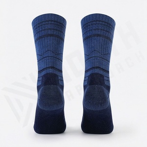 Blue Crew <b>Socks</b> Striped Pattern Breathable Polyester Spandex <b>Running</b> Athletic <b>Socks</b> for Adults Spring Season - Product Image 2