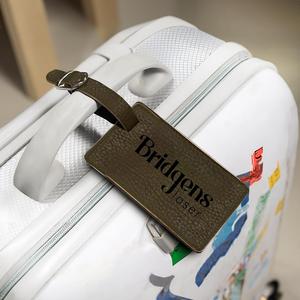 Luxury Genuine Leather Luggage Tags Privacy Shield Travel Bag Tags Custom Suitcase <b>Name</b> <b>Labels</b> Vendor LMP-0249 - Product Image 2