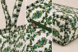 Indian Hand Block Printed Quilted Cotton Fold Shoulder <b>Bag</b> Handmade Eco-Friendly Water Resistant <b>Foldable</b> Shopping <b>Beach</b> Handbag - Product Image 5