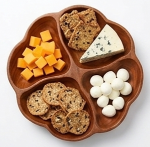 Assiette de service en bois faite à la main de la plus haute qualité, en forme de fleur, couleur unie, design élégant, finition polie, pour les fêtes, vaisselle et assiettes - Product Image 3