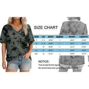 Camisetas de Mujer al por Mayor con Logotipo de Marca Personalizado, 100% Algodón, 180 GSM, Cuello en V, Manga Corta, Holgadas, Casuales, Tie Dye, Transpirables para Verano - Product Image 6