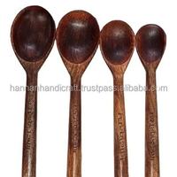 Cuillère de service en bois naturel WOQI avec logo personnalisé et manche plat pour mariages, agitation, mélange et cuisson