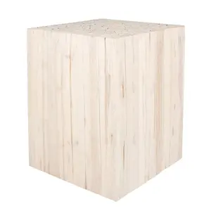 Best selling handcrafted antique square white wash rustic ottoman for living room decor made in Vietnam