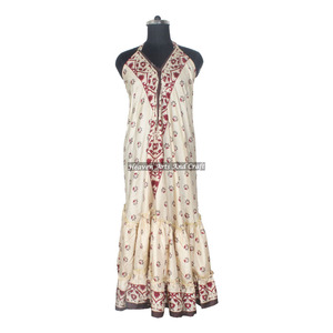 Nouvel Arrivage Robes Longues Vintage en Soie Sari Style Western pour Femmes, Robes de Soirée Élégantes Sans Manches, Vente en Gros - Product Image 5