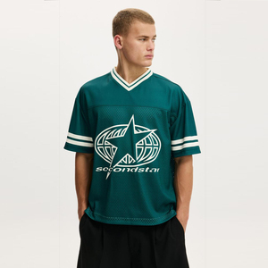 Oversized Plus Size 100% Polyester Sport T-Shirt Heavy Weight Mesh Jersey Custom V Neck Silk Screen <b>Tshirts</b> for Men - Product Image 5