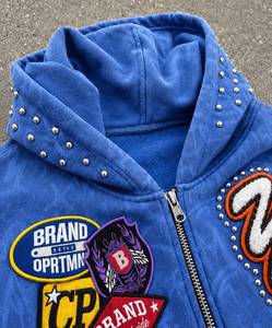 Sudadera con Capucha Unisex Teesso de Poliéster 100% Terry, Bordado de Letras, Antiencogimiento, Ajuste Regular, Azul Marino, Otoño, Venta al por Mayor ODM - Product Image 5