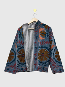 Veste en coton brodée bohème à manches longues, col mandarin, motif floral, grande taille, vêtements d'automne pour femmes - Product Image 3