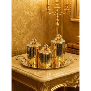 Hot Selling Silver Polished Prime Quality Stainless Steel Hammered Texture <b>Set</b> Of 3 <b>Canisters</b> With Golden Butterfly Handles Top - Product Image 6