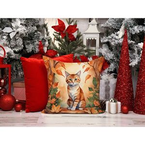 Suphalak Cat in Fall Leaves Cojín decorativo Lavable a máquina para uso en interiores y exteriores 14H x 14W para sofá cama Decoración de patio - Product Image 6