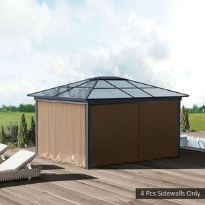 Set di Pareti Laterali Universali per Gazebo 3x3m con 4 Pannelli e 40 Ganci/Anelli a C per Pergole e Cabane, Marrone per Cortili - Product Image 2
