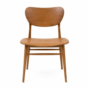 Chaise de salle à manger moderne en teck massif avec dossier en forme de bouclier |   Chaise de salle à manger scandinave en bois stable et imperméable - Product Image 1